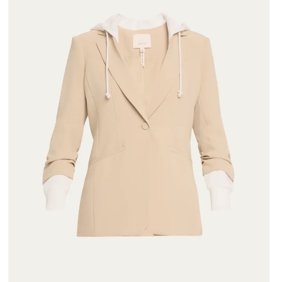 Cinq à Sept Beige Blazer with White Hoodie Detail - Picture 3 of 6